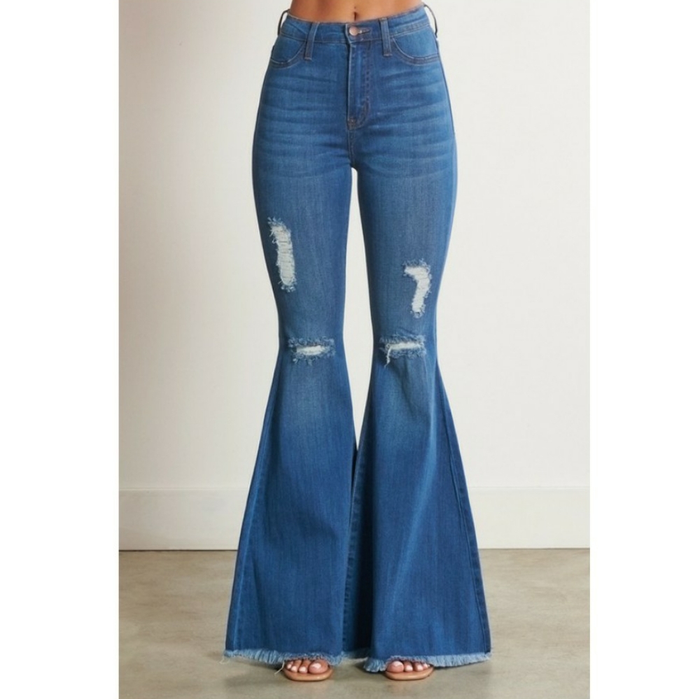 High waisted flare distressed jeans - Picture 2 of 5